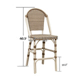 PURPLE LEAF French Counter Height Bar Height Stool Set of 2, Patio Bar Chairs with Back Rattan, French Bistro Set