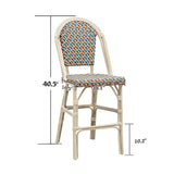 PURPLE LEAF French Counter Height Bar Height Stool Set of 2, Patio Bar Chairs with Back Rattan, French Bistro Set