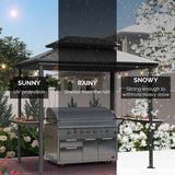 PURPLE LEAF Hardtop Grill Gazebo for Patio Grey Permanent Metal Roof Outside Sun Shade Outdoor BBQ Canopy