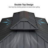 PURPLE LEAF Hardtop Grill Gazebo for Patio Grey Permanent Metal Roof Outside Sun Shade Outdoor BBQ Canopy with String Lights