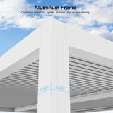 PURPLE LEAF Athena Louvered Pergola white Outdoor Aluminum Pergola with Shutter Wall Adjustable Gazebo Rainproof for Patio Deck Garden