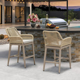 PURPLE LEAF Modern Bar Stools Aluminum Bar Stool with Cushion for Indoor and Outdoor, Kitchen Island