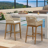 PURPLE LEAF Modern Bar Stools Aluminum Bar Stool with Cushion for Indoor and Outdoor, Kitchen Island