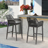 PURPLE LEAF Modern Bar Stools Aluminum Bar Stool with Cushion for Indoor and Outdoor, Kitchen Island