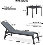 PURPLE LEAF Outdoor Aluminum Chaise Lounge with Wheels and Side Table for Outdoor Backyard Poolside