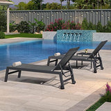 PURPLE LEAF Outdoor Aluminum Chaise Lounge with Wheels and Side Table for Outdoor Backyard Poolside