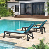 PURPLE LEAF Outdoor Aluminum Chaise Lounge with Wheels and Side Table for Outdoor Backyard Poolside