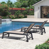 PURPLE LEAF Outdoor Aluminum Chaise Lounge with Wheels and Side Table for Outdoor Backyard Poolside