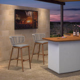 PURPLE LEAF Outdoor Bar Stools, All Weather Rattan and Aluminum Patio Bar Stool with Cushion for Indoor and Outdoor.