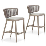 PURPLE LEAF Outdoor Bar Stools, All Weather Rattan and Aluminum Patio Bar Stool with Cushion for Indoor and Outdoor.