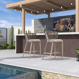 PURPLE LEAF Outdoor Bar Stools, All Weather Rattan and Aluminum Patio Bar Stool with Cushion for Indoor and Outdoor.