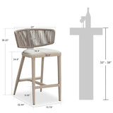 PURPLE LEAF Outdoor Bar Stools, All Weather Rattan and Aluminum Patio Bar Stool with Cushion for Indoor and Outdoor.