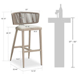 PURPLE LEAF Outdoor Bar Stools, All Weather Rattan and Aluminum Patio Bar Stool with Cushion for Indoor and Outdoor.