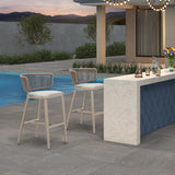 PURPLE LEAF Outdoor Bar Stools, All Weather Rattan and Aluminum Patio Bar Stool with Cushion for Indoor and Outdoor.