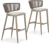 PURPLE LEAF Outdoor Bar Stools, All Weather Rattan and Aluminum Patio Bar Stool with Cushion for Indoor and Outdoor.