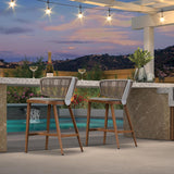 PURPLE LEAF Outdoor Bar Stools, All Weather Rattan and Aluminum Patio Bar Stool with Cushion for Indoor and Outdoor.