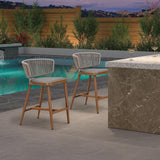 PURPLE LEAF Outdoor Bar Stools, All Weather Rattan and Aluminum Patio Bar Stool with Cushion for Indoor and Outdoor.