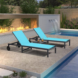 PURPLE LEAF Outdoor Chaise Lounge Chairs Set Recliner Aluminum Adjustable Chair with Wheels and Table for Poolside Beach Patio Reclining Sunbathing Lounger