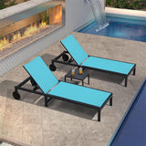 PURPLE LEAF Outdoor Chaise Lounge Chairs Set Recliner Aluminum Adjustable Chair with Wheels and Table for Poolside Beach Patio Reclining Sunbathing Lounger