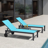 PURPLE LEAF Outdoor Chaise Lounge with Wheels Patio Lounge Chair Recliner