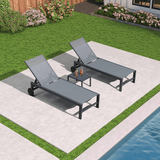PURPLE LEAF Outdoor Chaise Lounge with Wheels Patio Lounge Chair Recliner