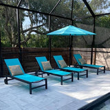 PURPLE LEAF Outdoor Chaise Lounge with Wheels Patio Lounge Chair Recliner