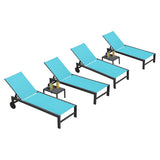 PURPLE LEAF Outdoor Chaise Lounge with Wheels Patio Lounge Chair Recliner