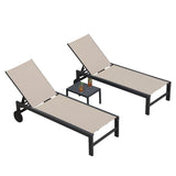 PURPLE LEAF Outdoor Chaise Lounge with Wheels Patio Lounge Chair Recliner