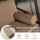 PURPLE LEAF Outdoor Patio Porch Swing Adjustable Backrest, 3-seat Swing Chair with Weather Resistant Steel Frame for Backyard ,Pillows Included