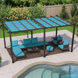 PURPLE LEAF Outdoor Pergola with Retractable Canopy Aluminum Shelter for Porch Garden Beach Shade Pavilion Pergola Modern Backyard Deck