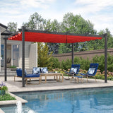 PURPLE LEAF Outdoor Pergola with Retractable Canopy Aluminum Shelter for Porch Garden Beach Shade Pavilion Pergola Modern Backyard Deck