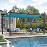 PURPLE LEAF Outdoor Pergola with Retractable Canopy Aluminum Shelter for Beach Porch Garden Shade Pavilion Pergola with Curtains