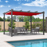 PURPLE LEAF Outdoor Pergola with Retractable Canopy Aluminum Shelter for Porch Garden Beach Shade Pavilion Pergola Modern Backyard Deck