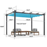 PURPLE LEAF Outdoor Pergola with Retractable Canopy Aluminum Shelter for Porch Garden Beach Shade Pavilion Pergola Modern Backyard Deck