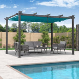 PURPLE LEAF Outdoor Pergola with Retractable Canopy Aluminum Shelter for Beach Porch Garden Shade Pavilion Pergola with Curtains