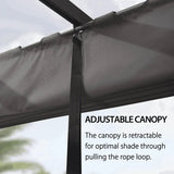 PURPLE LEAF Outdoor Pergola with Retractable Canopy Aluminum Shelter for Beach Porch Garden Shade Pavilion Pergola with Curtains