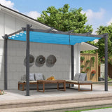 PURPLE LEAF Outdoor Pergola with Retractable Canopy Aluminum Shelter for Beach Porch Garden Shade Pavilion Pergola with Curtains