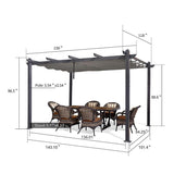 PURPLE LEAF Outdoor Pergola with Retractable Canopy Aluminum Shelter for Porch Garden Beach Shade Pavilion Pergola Modern Backyard Deck