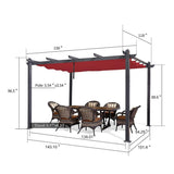 PURPLE LEAF Outdoor Pergola with Retractable Canopy Aluminum Shelter for Porch Garden Beach Shade Pavilion Pergola Modern Backyard Deck