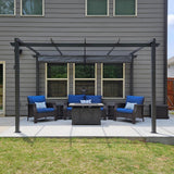 PURPLE LEAF Outdoor Pergola with Retractable Canopy Aluminum Shelter for Porch Garden Beach Shade Pavilion Pergola Modern Backyard Deck