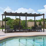 PURPLE LEAF Outdoor Pergola with Retractable Canopy Aluminum Shelter for Porch Garden Beach Shade Pavilion Pergola Modern Backyard Deck