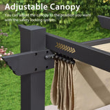 PURPLE LEAF Outdoor Pergola with Retractable Canopy Aluminum Shelter for Beach Porch Garden Shade Pavilion Pergola with Curtains