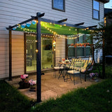PURPLE LEAF Outdoor Pergola with Retractable Canopy Aluminum Shelter for Porch Garden Beach Shade Pavilion Pergola Modern Backyard Deck