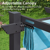 PURPLE LEAF Outdoor Pergola with Retractable Canopy Aluminum Shelter for Porch Garden Beach Shade Pavilion Pergola Modern Backyard Deck
