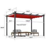 PURPLE LEAF Outdoor Pergola with Retractable Canopy Aluminum Shelter for Porch Garden Beach Shade Pavilion Pergola Modern Backyard Deck