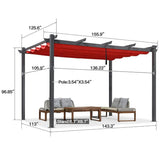 PURPLE LEAF Outdoor Pergola with Retractable Canopy Aluminum Shelter for Porch Garden Beach Shade Pavilion Pergola Modern Backyard Deck