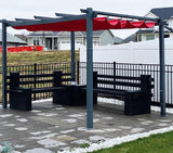PURPLE LEAF Outdoor Pergola with Retractable Canopy Aluminum Shelter for Beach Porch Garden Shade Pavilion Pergola with Curtains