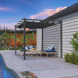 PURPLE LEAF Outdoor Pergola with Retractable Canopy Aluminum Shelter for Beach Porch Garden Shade Pavilion Pergola with Curtains