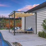PURPLE LEAF Outdoor Pergola with Retractable Canopy Aluminum Shelter for Porch Garden Beach Shade Pavilion Pergola Modern Backyard Deck