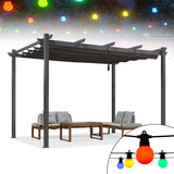 PURPLE LEAF Outdoor Pergola with Retractable Canopy Aluminum Shelter for Porch Garden Beach Shade Pavilion Pergola Modern Backyard Deck